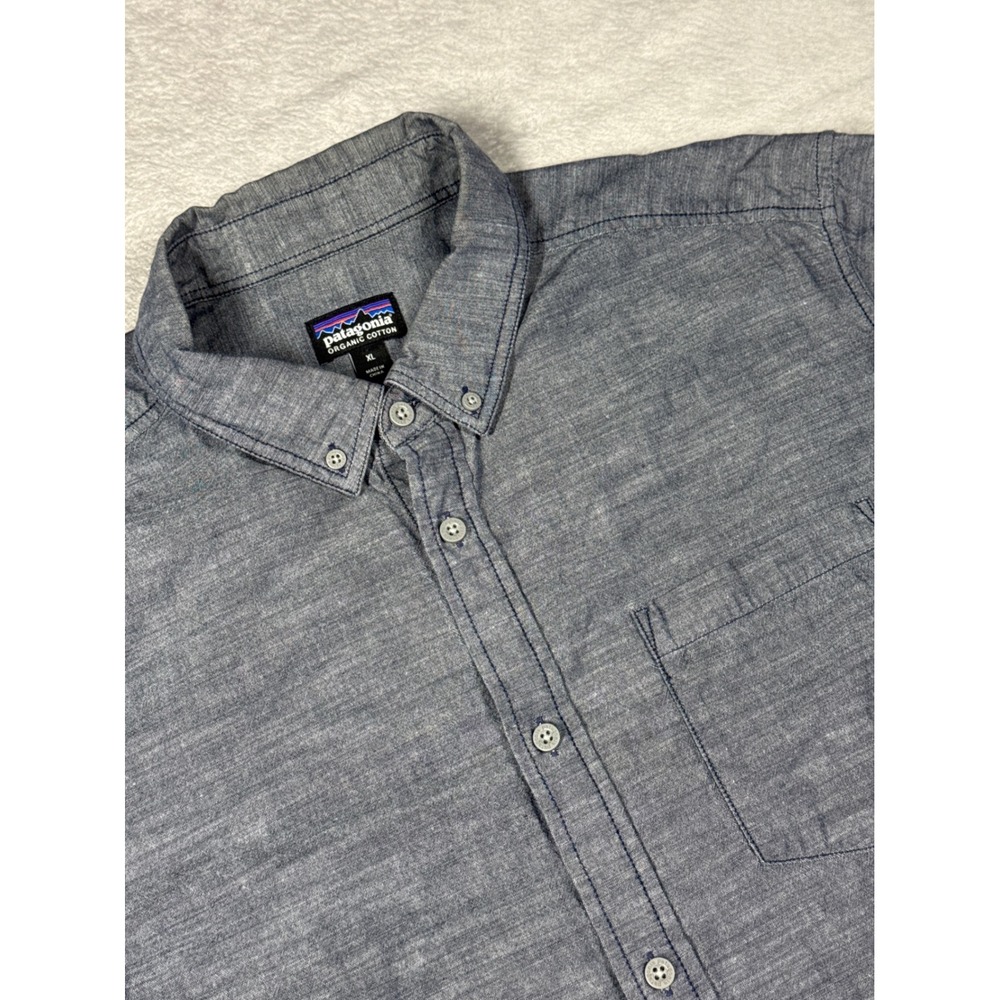 Patagonia Button Down Shirt Mens XL Blue Organic Cotton Long Sleeve 53791FA16